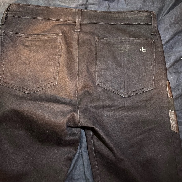 RARE rag & bone Halifax Motocross Lamb Leather Panel Jeans Midnight Wash - Picture 4 of 8